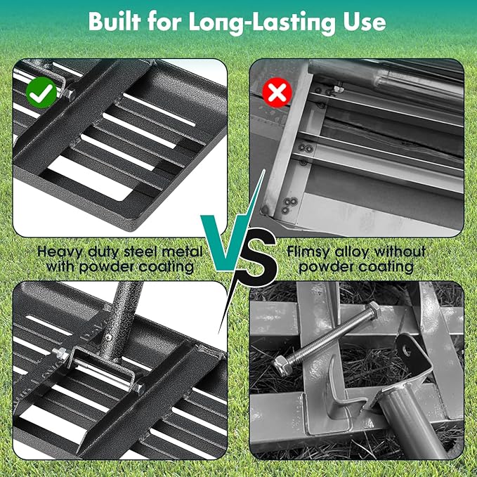 Lawn Leveling Rake,30x10 Inch Ground Plate,58 Inch Adjustable Long Handle Yard Level Tool with Curved Edge,Heavy Duty Large Landscaping Lawn Leveler for Grass, Golf Field, Soil Sand Dirt Spreader