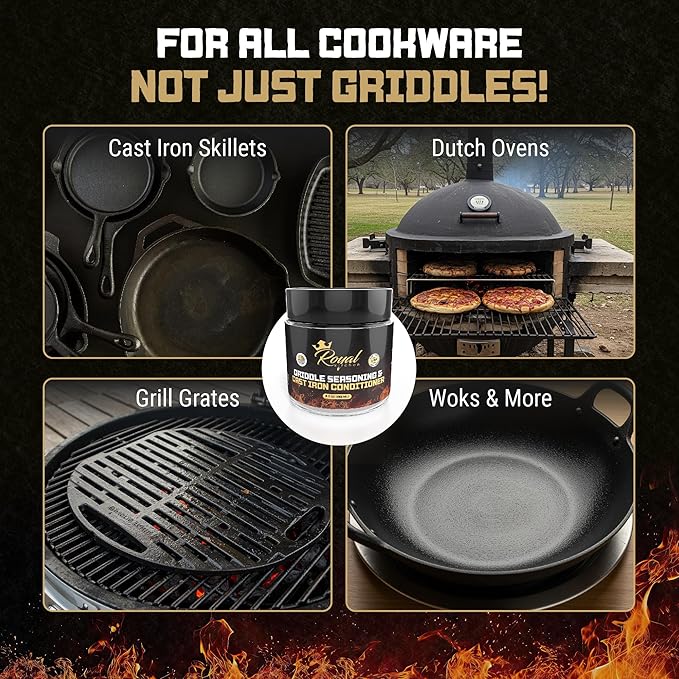 Royal Kitchen Cast Iron & Carbon Steel Seasoning Conditioner 2-IN-1 | Effective For Restoring, Protecting & Conditioning Blackstone Griddle, Cast Iron and Dutch Oven Cookware Food Safe and easy to use conditioner (15.3 Ounce (Pack of 1))