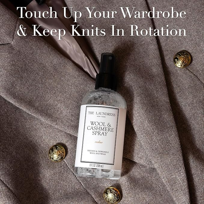 The Laundress Wool and Cashmere Fabric Spray, Wool Dewrinkle Spray, Upholstery and Linen Spray, Fabric Refresher, Cedar Scent, 8 Fl Oz