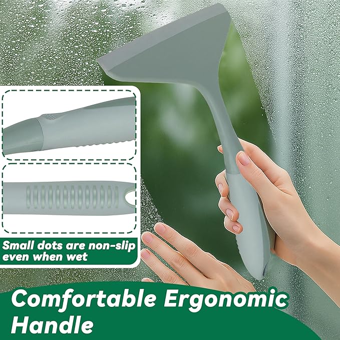 PHYEX 2-Pack Shower Squeegee for Glass Doors & Window, 7.8" Blade Cleaning Tool for Bathroom, Car Windshields, Mirrors, Tiles