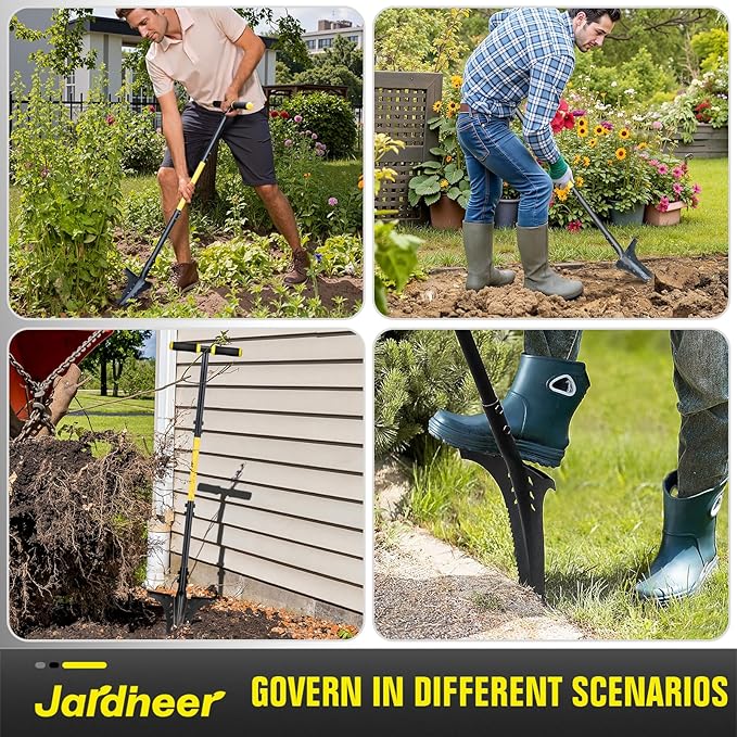 Jardineer Garden Shovels for Digging with Long Handle, Root Shovel for Cutting Roots with Comfortable Grip