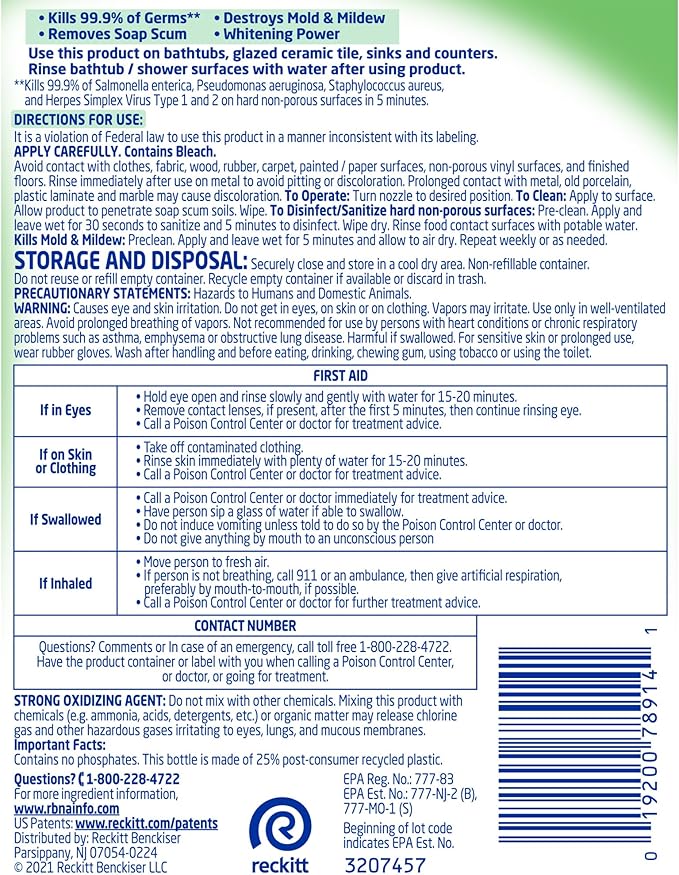 Lysol Multi-Purpose Cleaner Sanitizing and Disinfecting Spray with Bleach, All Purpose Cleaning Spray for Bathrooms and Kitchens, 32oz
