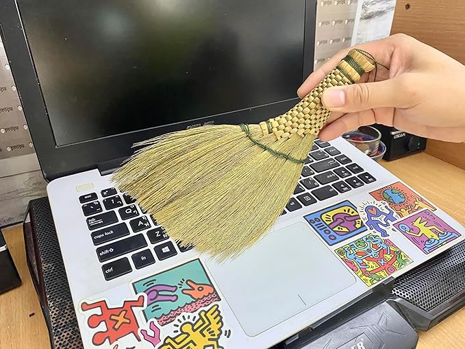 Small Whisk Broom9.5 Handheld Brush Whisks Away Dust, Dirt & Debris Brush Hanger for Easy Storage Perfect for Indor Outdoor and Car - Short of Asian Whisk Broom (Soft Broom Thai)