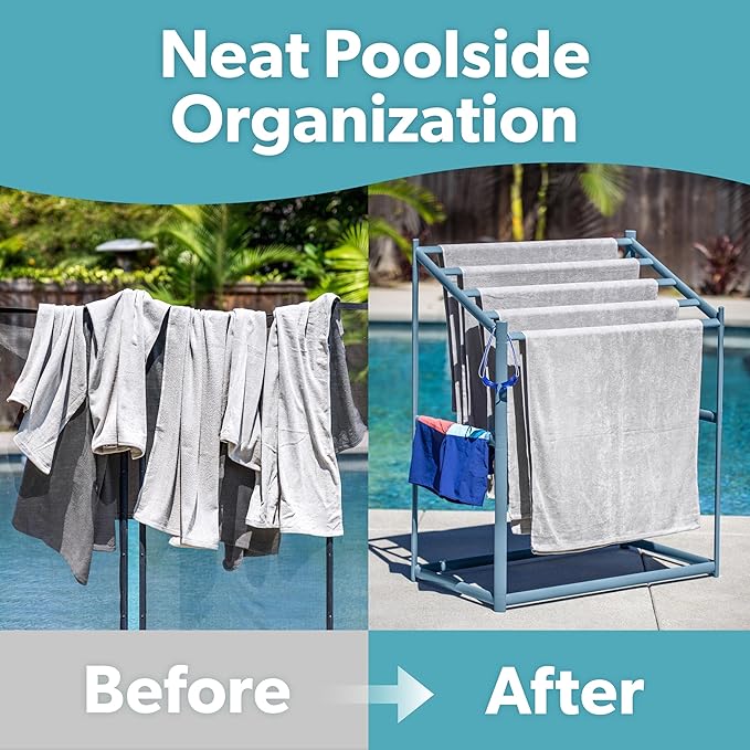 Coast Modern Pool Towel Rack – Choose Your Color - Outdoor & Indoor 5 Beach Towel PVC Drying Rack