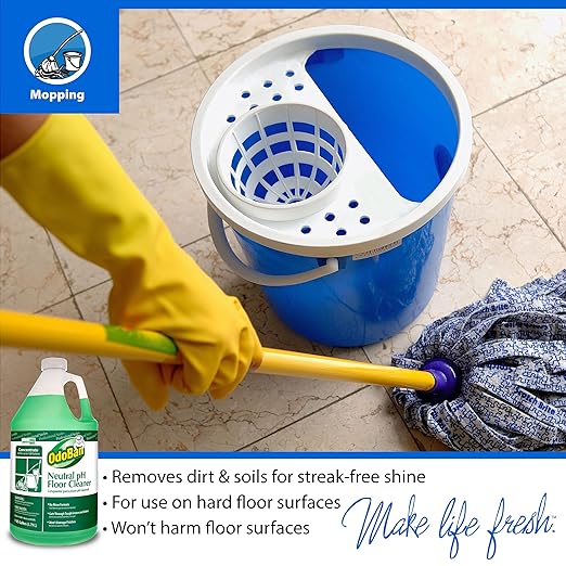 OdoBan Professional Series Neutral pH No Rinse Floor Cleaner Concentrate, Set of 4, 1 Gallon Each