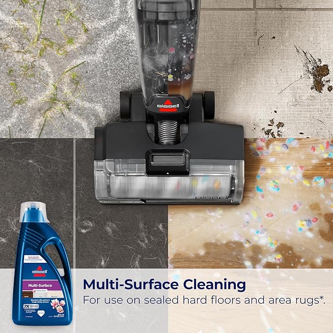 Bissell Multi-Surface Solution,for use in CrossWave and Other Leading Hard Surface and Area Rug Cleaners,80oz,Dissolves Dirt,Grime,and-Tough Sticky Messes,(Pack of 2)