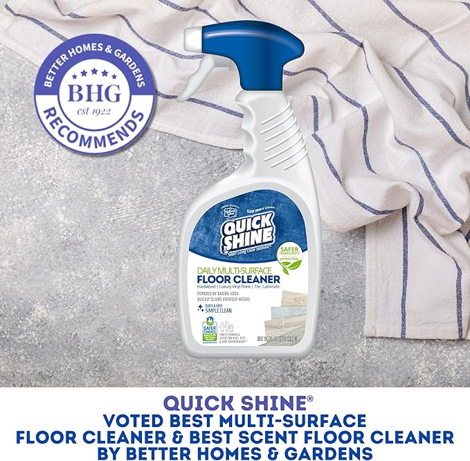 Quick Shine Multi Surface Floor Cleaner Daily Care 24oz | Plant-Based, Ready to Use, Dirt Dissolving, Streak Free, No Rinse | Use on Hardwood, Laminate, Luxury Vinyl Plank, Tile & Stone | Safer Choice