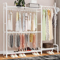 GAIOUS White Portable Closet Rack Wardrobe Clothes, Metal Garment Rack with Shelves for Hanging Clothes Rods，Freestanding Closet Wardrobe Organizer for Cloakroom, Bedroom