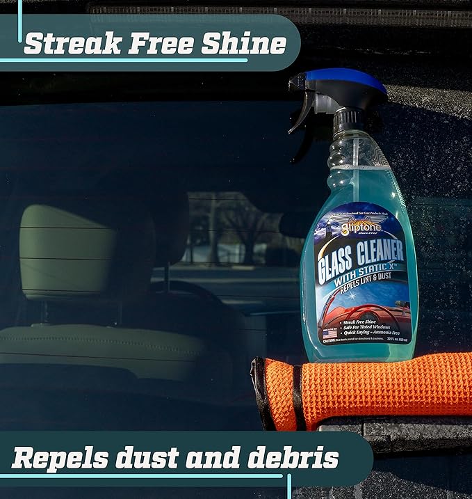 Gliptone Streak Free Glass and Window Cleaner, Ready-To-Use with Anti Static Formula, Repels Lint & Dust. Safe for all Glass and Hard Surface Applications (22 Fl Oz)