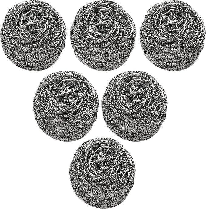 SCRUBIT 6 Pack Stainless Steel Scourers – Steel Wool Scrubber Pad Used for Dishes, Pots, Pans, and Ovens. Easy scouring for Tough Kitchen Cleaning.
