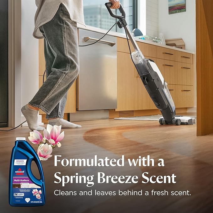 Bissell MultiSurface Floor Cleaning Formula-Crosswave and Spinwave, 17891, 64oz, Removes Everyday Dirt and Grime, Safe on Sealed Hard Floors, Tile, Laminate, Area Rugs, Spring Breeze