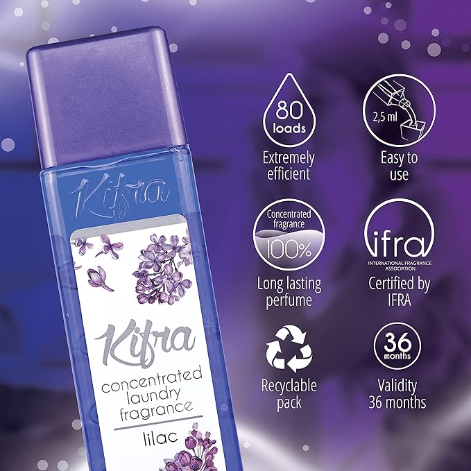 KIFRA Lilac Concentrated Laundry Fragrance 6.76 Fl Oz 200ml 80 Washing Cycles