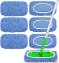 6 Pack Reusable Mop Pads Compatible with Swiffer Sweeper, Chenille Mop Refill Pads, Dry & Wet Mopping Cloths for Floor Cleaning -Blue