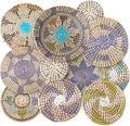 Tatuo 11 Pcs Boho Wall Basket Decor Bulrush Woven Wall Hanging Art Round Farmhouse Rustic Handmade Wicker for Summer Home, Bedroom, Living Room, Kitchen Decorations, Multi Sizes(Multicolour)