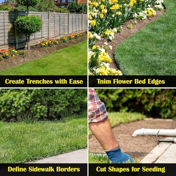 41in Lawn Edger, Half Moon Edger, Border Edger with T-Grip, Saw-Tooth for Sidewalk and Grass Maintenance