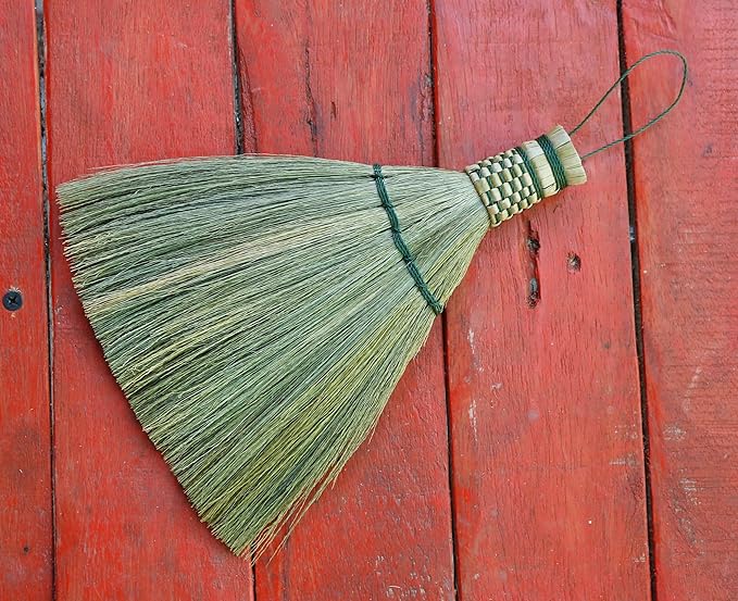 Small Whisk Broom 8" Handheld Brush Whisks Away Dust, Dirt & Debris Brush Hanger for Easy Storage Perfect for Indor Outdoor and Car - Short of Asian Whisk Broom (Style Turkey Soft Broom)