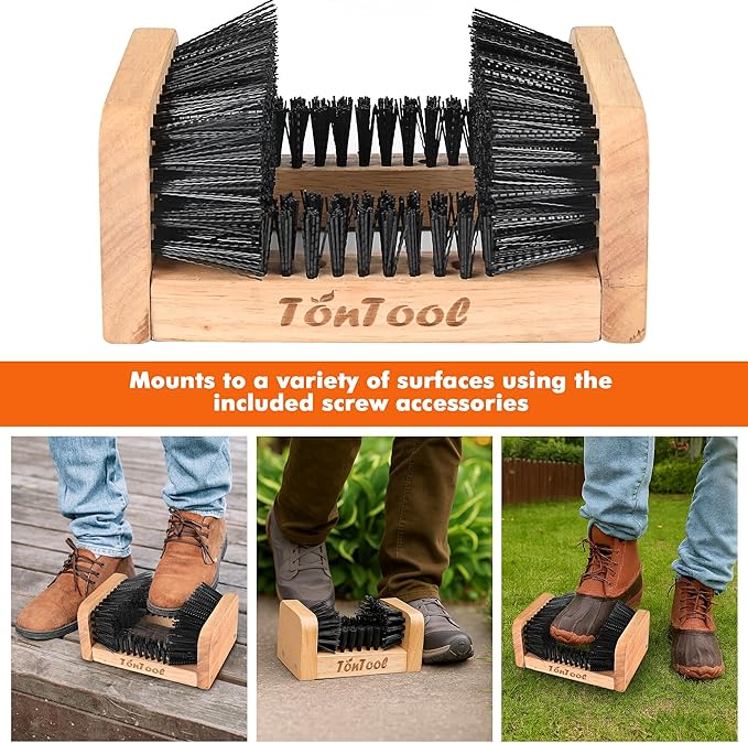 Boot Scrubber Wooden Boot Brush, Shoe Cleaner Brush for Outdoor Mud & Dirt-9.13 * 6.14 * 4.07in Shoe Cleaning Brush