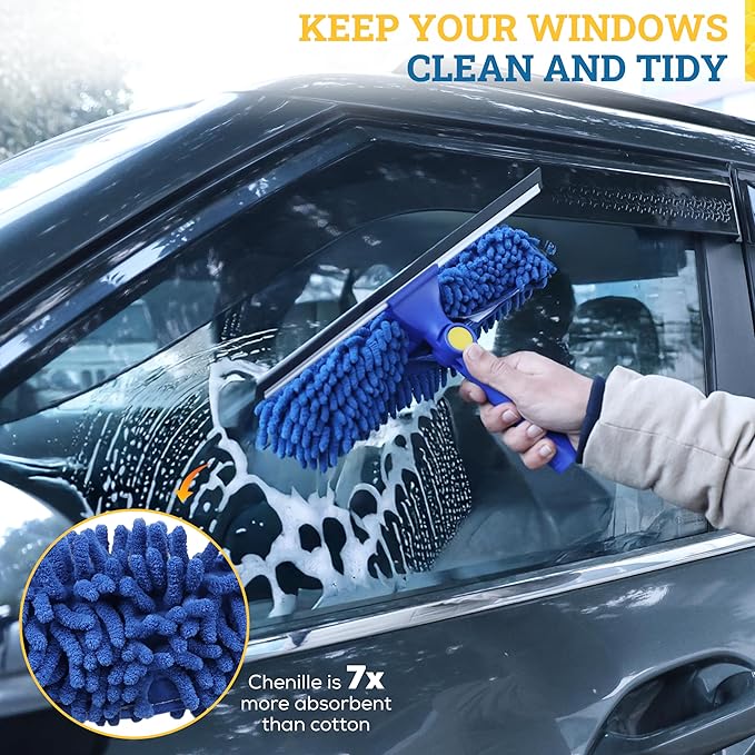 Kleen Handler Chenille Replacement Window Cleaning Squeegee Sleeves (5 Pack), Reusable & Washable Glass Cleaning Scrubber Refills