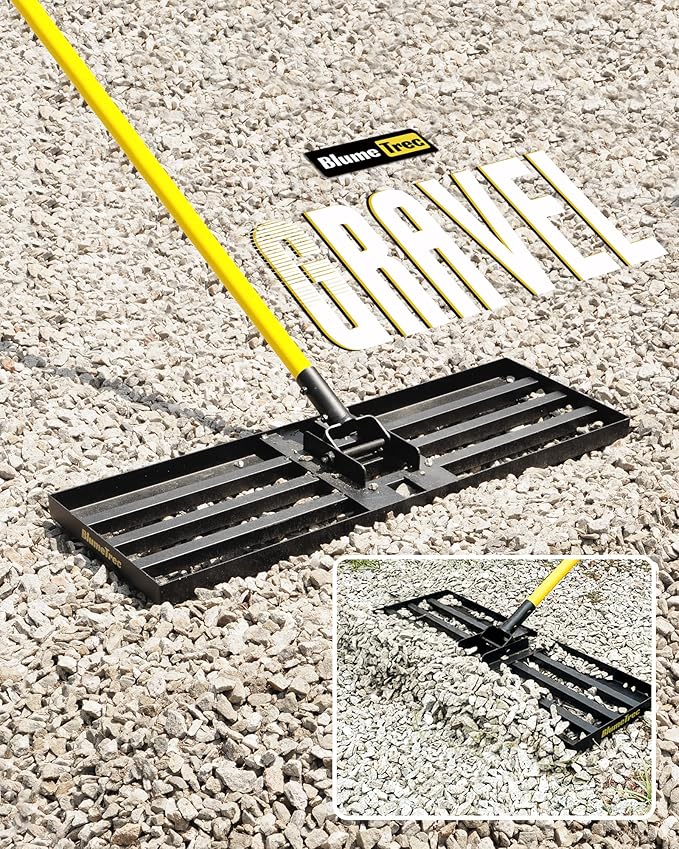 Lawn Leveling Rake, 30"x10" Heavy Duty Sand Leveling Tool with 7FT Long Handle, Steel Golf Rake for Soil, Compost, Gravel, Lawn Leveler for Yard, Garden, Golf Course, Landscaping Level Tool