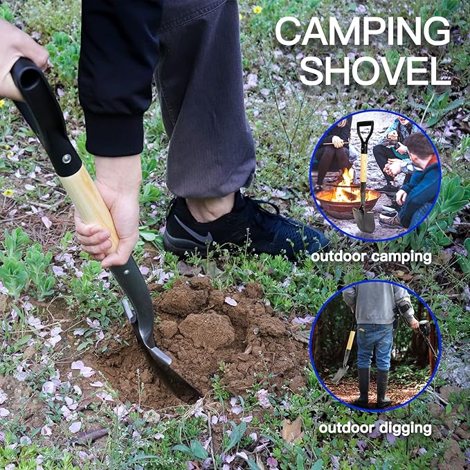Small Shovel ,Short Handle Shovel ,Overall Length 28 Inches ,Kids Shovels for Digging ,Shovels for Gardening,Metal Sand Shovel, Metal + Wooden