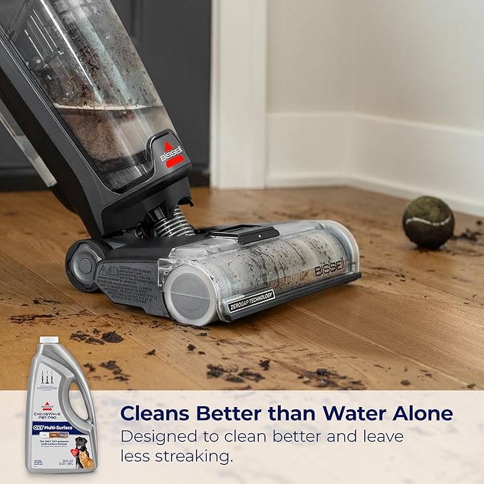 Bissell CrossWave PET PRO OXY Multi-Surface Formula, 40191, 64 oz, Removes Stuck-On Stains like Dirt, Grease, and Grime from Sealed Hard Floors and Grout, Patented Odor Elimation Technology