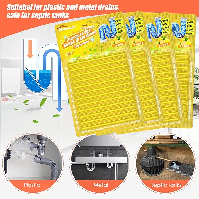 Drain Cleaner Sticks Keeps Drains and Pipes Clear and Odor As Seen On TV 4 Packs