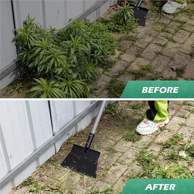 Suchtale Garden Flat Shovel Scraper, Heavy Duty Multifunctional Outdoor Cleaning Shovel with 54 Adjustable Long Handle, Ideal for Weed Removal, Lawn Edging, Trenching and Snow & Ice Scraping