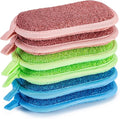 Dual-Sided Multi-Purpose Scrub Sponges, Non-Scratch Dishwashing Sponges for Kitchen, Reusable Microfiber Sponge for Efficiently Cleaning Dishes, High Density Sponge Inside (6 Pack, Medium 3 Color)