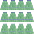 Matthew Cleaning Heavy Duty Mop Head Commercial Replacement for General and Floor Cleaning , Wet Industrial Blue Cotton Looped End String Head Refill (Pack of 12) Green