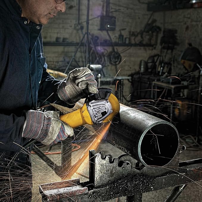 DEWALT Angle Grinder, 4.5 Inch, 11 Amp, 11,000 rpm, With Paddle Switch, Ergonomic Compact Design Grinder Tool (DWE402)