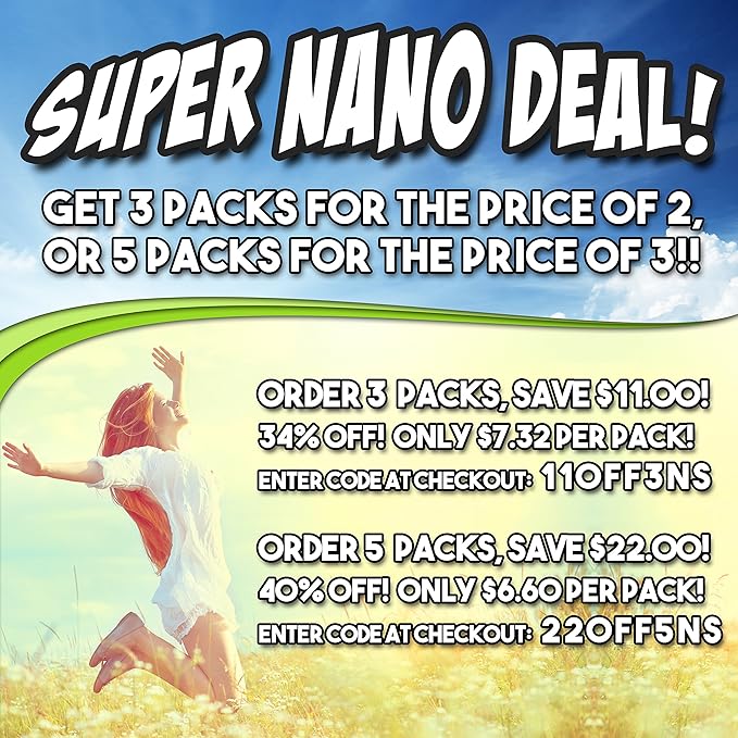 Nano Sponge Cleaning Sponges. Supersized Everyday Heavy Duty Household Kitchen and Dish Sponge. 2 Pack. 6 x 4