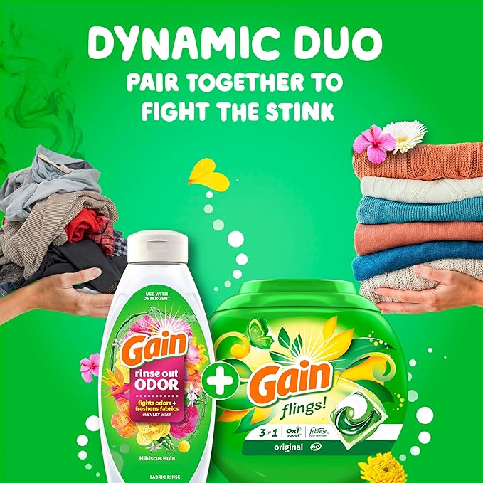 Gain Flings Laundry Detergent Pacs, 102 Count, Original Scent, with Odor Defense, concentrated laundry soap pacs