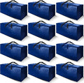 Cosy Family 12 Pack Heavy Duty Moving Bags with Backpack Straps - Strong Handles & Zippers, Storage Totes For Space Saving, Fold Flat, Alternative to Moving Box (X-Large-Set of 12, Blue)