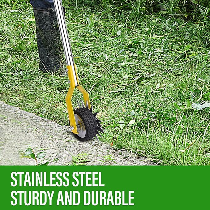 Wheel Rotary Edger，Edger for Lawn Edges Alongside Sidewalks & Driveways，with A 58-Inch Adjustable Handle, Ideal for Enhancing The Beauty of Sidewalks, Driveways, and Garden Lawn Edges