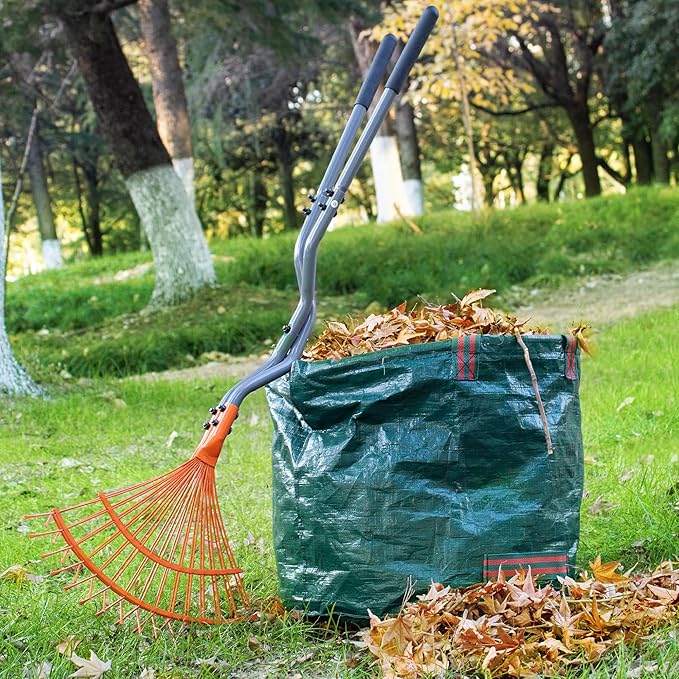 Walensee Leaf Grabber Rake with Long Steel Handle, Heavy Duty Leaf Picker Upper & Garden Claw, Multi-Use Leaves Scoop and Hands Rake for Lawn & Yard Shrub Cleanup