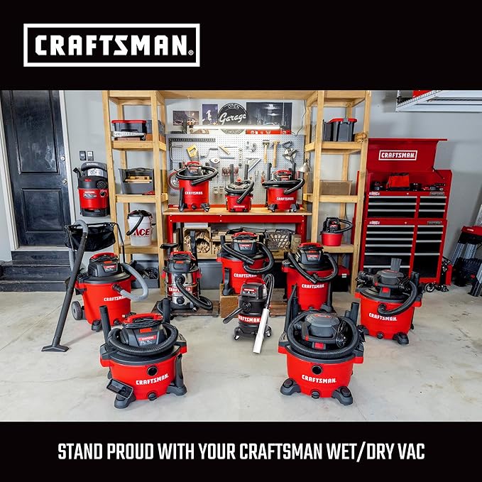 CRAFTSMAN CMXEVBE17250 2.5 Gallon 2.5 Peak HP Wet Dry Vac, Portable Shop Vacuum Wet and Dry with Filter Bag, Hose and Attachments for Cleaning in the Home