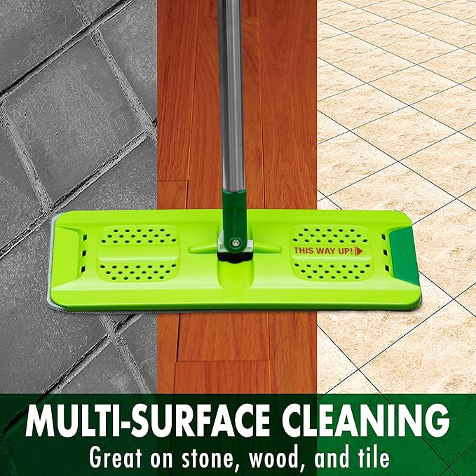 Libman Rinse 'n Wring Mop and Bucket System | Microfiber Floor Mop | Hardwood Floor Cleaner | Wet & Dry Mop | Clean & Dirty Water Chambers | Power Blades | 5 Total Microfiber Pads