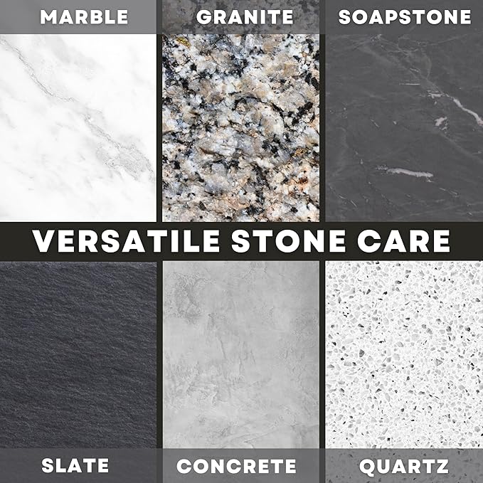 Soapstone Cleaning Kit - Includes Stone Spray Cleaner, Scraper, Microfiber Cloth - Food Safe - Natural Ingredients - Safely Clean Soapstone, Slate, Granite, Quartz, Marble, Concrete - USA