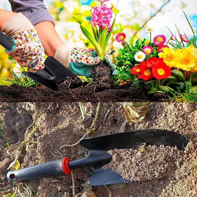 Bend-Proof Garden Trowel - Heavy Duty Polished Stainless Steel - Rust Resistant Oversized Garden Hand Shovel for Quicker Work - Digs Through Rocky/Heavy soils - Comfort Grip (1)