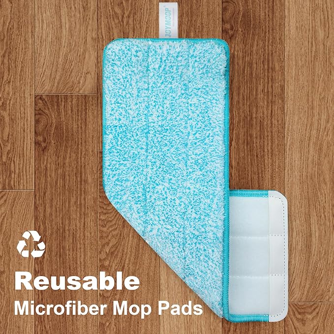 JOYMOOP Flat Mop Head, 13 Inch Microfiber Replacement, Grey & Cyan Blue, 1 Pack