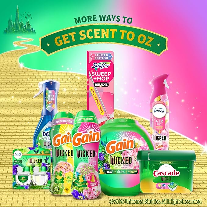 Gain In-Wash Laundry Scent Booster "Wicked: For Good" Limited Edition, Wonderfullest Woods & Beautifical Blossom, 12.2 oz, Fresh Extender + Odor Protection Laundry Beads
