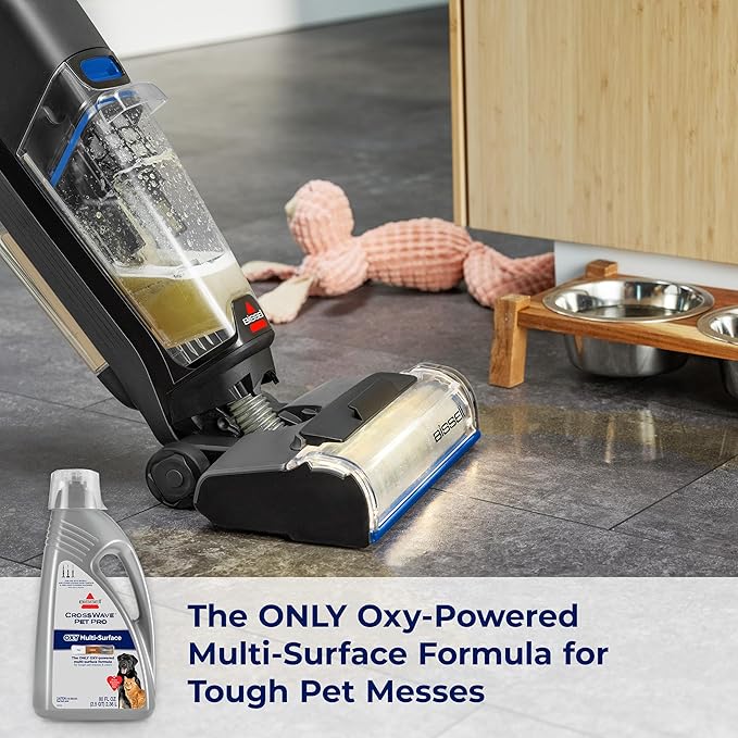 Bissell CrossWave PET PRO OXY Multi-Surface Formula, 4019G, 80 oz, Removes Stuck-On Stains like Dirt, Grease, and Grime from Sealed Hard Floors and Grout, Patented Odor Elimation Technology