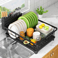 Kmiectse Dish Drying Rack - Space-Saving Small Dish Rack for Kitchen Counter, Rust-Resistant Kitchen Drying Rack, Compact Dish Drainer Organizer with Utensil Holder for Home Kitchen, Black