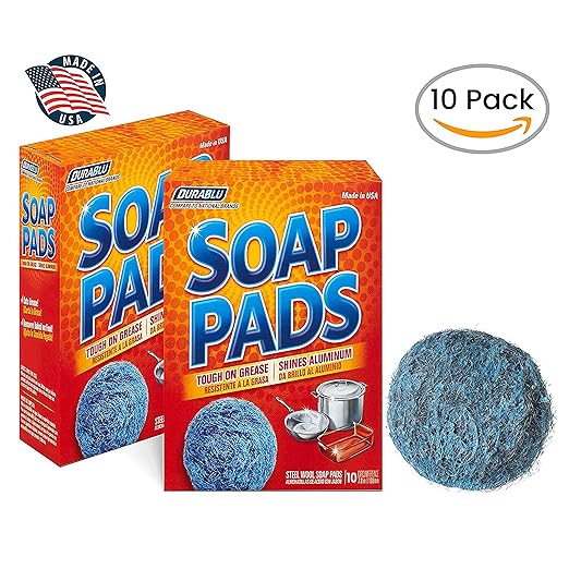 SCRUBIT 20 Pack Steel Wool Soap Pads - Metal Scouring Cleaning Pads for Dishes, Pots, Pans, and Ovens - Pre-Soaped for Easy Cleaning of Tough Kitchen Grease and Oil