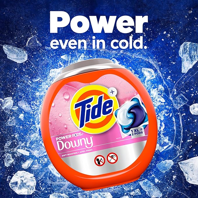 Tide Power PODs + Downy Laundry Detergent Pods, 63 Count, Soft Boosters + April Fresh