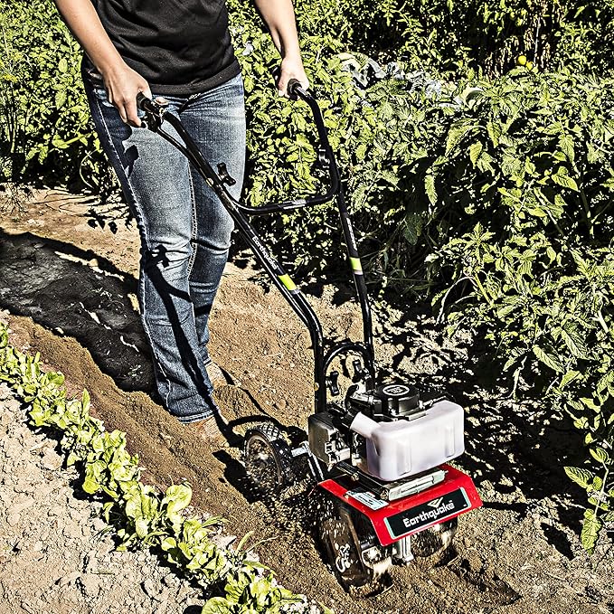 Earthquake 31635 MC33 Mini Tiller Cultivator, Powerful 33cc 2-Cycle Viper Engine, Gear Drive Transmission, Height Adjustable Wheels, 5 Year Warranty,Red