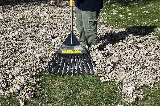 True Temper 2914912 Clog Free Poly Leaf Rake with 48 in. Hardwood Handle with Cushion Grip, 24 Inch