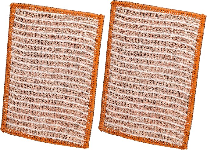 Redecker Copper Cleaning Cloth Dual-Sided Copper & Microfiber Kitchen Scrubber for Pots Pans Stove & Sink 2 Pack 5.7 x 4.1 in Made in Austria