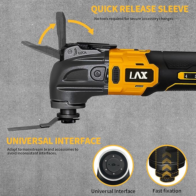Oscillating Multi Tools for Dewalt 20V Battery, Multi-Use Cutting and Sanding Tool, 4°Oscillation Angle, 6 Variable Speeds, Quick-fit Blade Design with 22pcs Accessories for Cutting, Sanding, Scraping