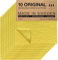 SUPERSCANDI 10 Pack Swedish Dishcloths for Kitchen - 100% Biodegradable & Compostable Reusable Paper Towels Washable, Food-Safe & Without Plastic - Dish Rags Suitable for Any Surface, Yellow